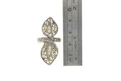 Sterling Silver Two Tone 18k Gold Filigree CZ Bypass Vine Ring