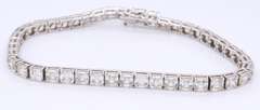 Vintage 925 Sterling Silver Princess Cut Cubic Zirconia Tennis Bracelet