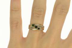 14K Yellow Gold 0.83 Ctw Princess Emerald Diamond Tiered Band Ring