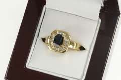 14K Yellow Gold 1.52 Ctw Sapphire Diamond Halo Engagement Ring