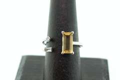 Radical Citrine and Diamond 18k White Gold Ring