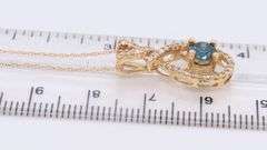 Fantastic Yellow Gold Blue Diamond and White Diamond Crossover Pendant on Chain