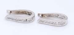 Sparkling White Gold Diamond Hoop Earrings