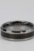 Men's Tungsten Carbide Black Carbon Fiber Inlay Wedding Band Comfort Fit Ring Size 13
