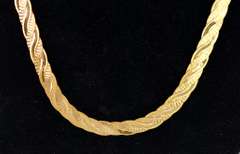 Brilliant Braided Herringbone Necklace in 14K Yellow Gold