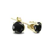 Black Diamond 14K Yellow Gold Stud Earrings
