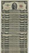 Large lot of 22 Series of 1953 $2 Red Seal Notes