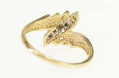 10K Yellow Gold Diamond Wavy Cluster Statement Bypass Ring