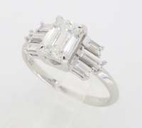 Certified 1.55CTW Emerald Cut Diamond Engagement Ring