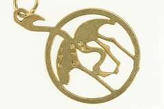 14K Yellow Gold Flamingo Bird Symbol Diamond Cut Charm/Pendant