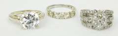 3 Quality Sterling Silver CZ Rings
