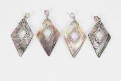 Abalone Shell Pendants Lot of 105 Rhodium Plating Over Brass