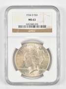 MS63 1934-D Peace Silver Dollar - Graded NGC
