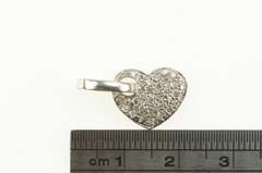 14K White Gold Pave Diamond Encrusted Heart Love Symbol Pendant