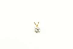 14K Yellow Gold 0.46 Ct Diamond Solitaire Classic Statement Pendant
