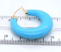 Beautiful Yellow Gold Turquoise Hoop Earrings