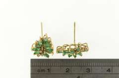 14K Yellow Gold Marquise Emerald Diamond Wavy Cluster Earrings