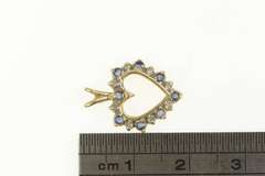 10K Yellow Gold Sapphire Diamond Heart Love Symbol Pendant