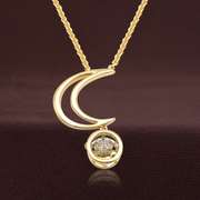 Gold and diamond dancing stone Pendant