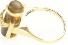 14K Yellow Gold 1960's Tiger's Eye Diamond Geometric Abstract Ring