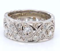 Antique Platinum Diamond Swirl Eternity Band