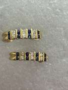 14K GOLD EARRINGS WITH DIAMOND AND SAPPHIRES