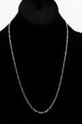 14k Gold Rose White Yellow Tri Color Solid Pave Figaro Link Chain 1.9mm Necklace 24"