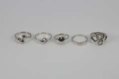 .925 Sterling SIlver Heart Rings (Lot of 30 Rings) Various Sizes & Styles