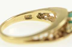 14K Yellow Gold Turquoise Diamond Accent Textured Nugget Ring