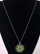 Amazing Green & White Crystal Pendant & Chain, Sterling