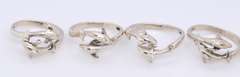Group Lot of 5 Vintage 925 Sterling Silver Dolphin Rings