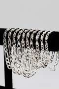 Sterling Silver - Italy Stamped - Super Flats - Curb / Figaro Mixed Lot - 10 Chain Bracelets - 6.7mm to 11.4mm Wide - 8 to 10 Inch