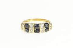 14K Yellow Gold 2.30 Ctw Natural Blue & White Sapphire Band Ring