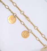 Fancy Link Necklace with 22k Antique Gold Coin Charm