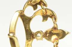 14K Yellow Gold Victorian Diamond Seed Pearl Crown Pin/Brooch