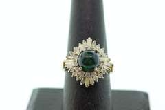 Regal Diamond Studded Opal Ring with Gold Plated Silver