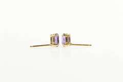 14K Yellow Gold Amethyst Solitaire February Birthstone Stud Earrings