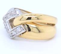 Gorgeous 18kt Two Tone Gold Round Spinel Bypass Ring