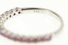 14K White Gold Natural Ruby Classic Stackable Wedding Band Ring