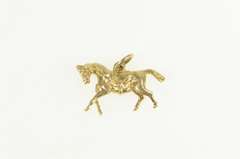 14K Yellow Gold 3D Galloping Horse Animal Racing Charm/Pendant