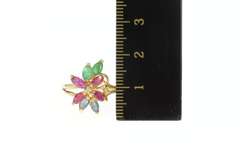 14K Yellow Gold Emerald Ruby Sapphire Cluster Diamond Accent Ring