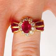 18kt Solid Yellow Gold, Ruby, & Diamond Ring