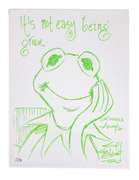 Guy Gilchrist Hand Drawn Autographed Kermit Muppets Art Canvas ACOA