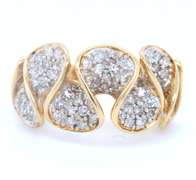 Fantastic Yellow Gold Pave Diamond Wave Ring