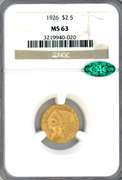 1926 $2.50 Indian Gold Piece in NGC MS63