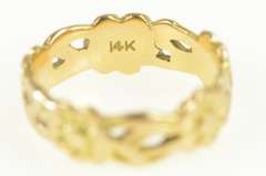 14K Yellow Gold 1930's Floral Blossom Pattern Wedding Band Ring