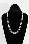 Men's 11mm Solid .925 Sterling Silver Flat Figaro Chain Link Italy Necklace 18"
