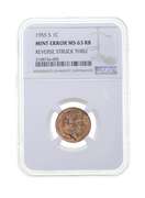 MS63 RB MINT ERROR 1955-S Lincoln Wheat Cent - REV Struck Thru - NGC