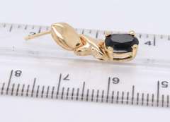 Gorgeous Yellow Gold oval Blue Sapphire XO Dangle Earrings