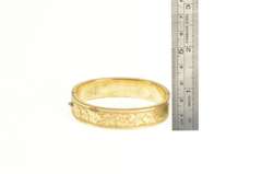 Gold Filled Elaborate Floral Leaf Vine Pattern Bangle Bracelet